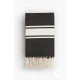 COOL-FOUTA CLASSIC plain weaving Black with white stripes - Fouta Hammam Towel 2x1m.