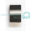 COOL-FOUTA CLASSIC Tejido liso Negro con bandas blancas clásicas - Toalla de Hammam Fouta  2x1m.