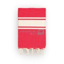 COOL-FOUTA CLASSIC plain weaving Grenadine Red with raw stripes - Fouta Hammam Towel 2x1m.