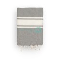 COOL-FOUTA CLASSIC plain weaving Gray Monument with raw stripes - Fouta Hammam Towel 2x1m.