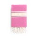 COOL-FOUTA CLASSIC Strawberry Pink plain weaving with raw stripes - Fouta Hammam Towel 2x1m.