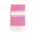 COOL-FOUTA CLASSIC Strawberry Pink plain weaving with raw stripes - Fouta Hammam Towel 2x1m.