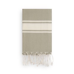 COOL-FOUTA CLASSIC Taupe plain weaving with raw stripes - Fouta Hammam Towel 2x1m.