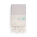 COOL-FOUTA Pearl Gray Honeycomb solid color with Raw cotton stripes - Hammam Towel Fouta 2x1m.
