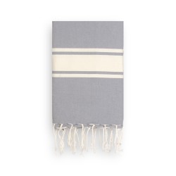 COOL-FOUTA CLASSIC Stormy Gray plain weaving with raw stripes - Fouta Hammam Towel 2x1m.