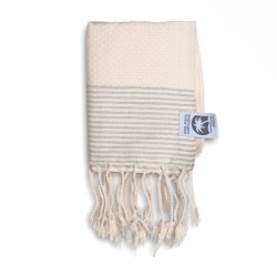 COOL-FOUTA MINI Raw cotton with Gray Violet stripes Honeycomb Hammam Fouta Towel size 70x50cm.