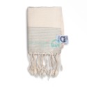 COOL-FOUTA MINI Natural Raw cotton with Gray Violet stripes Honeycomb Hammam Fouta Towel size 70x50cm.