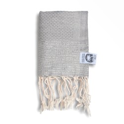 COOL-FOUTA MINI Gray Violet with Silver Lurex stripes Honeycomb Hammam Fouta Towel size 70x50cm.
