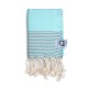 COOL-FOUTA MINI Toalla Sal de Ibiza Tiffany con rayas Gris Neutro Hammam Fouta en panal de abeja tamaño 70x50cm.