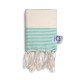 COOL-FOUTA MINI Natural Raw cotton with Emerald Green stripes Honeycomb Hammam Fouta Towel size 70x50cm.