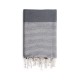 COOL-FOUTA Honeycomb Gray Monument solid color with Silver Lurex stripes - Hammam Towel Fouta 2x1m.