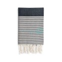 COOL-FOUTA Honeycomb Black solid color with Raw stripes - Hammam Towel Fouta 2x1m.