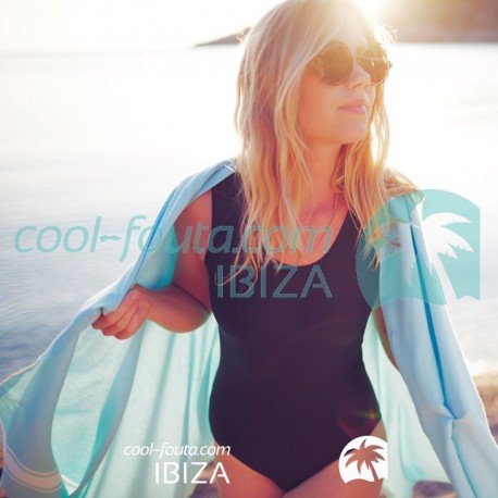 COOL-FOUTA CLASSIC Tejido liso Sal de Ibiza con bandas crudo clásicas - Toalla de Hammam Fouta  2x1m.