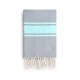 COOL-FOUTA CLASSIC Gris Neutro con bandas Tiffany's Sal de Ibiza clásicas - Toalla de Hammam Fouta Tejido liso 2x1m.