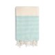 COOL-FOUTA Honeycomb Natural Raw cotton solid color with Emerald Green stripes - Hammam Towel Fouta 2x1m.