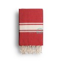 COOL-FOUTA CLASSIC plain weaving Flame Scarlet Red with raw stripes - Fouta Hammam Towel 2x1m.