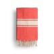 COOL-FOUTA CLASSIC Living Coral plain weaving with raw stripes - Fouta Hammam Towel 2x1m.