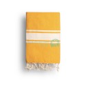 COOL-FOUTA CLASSIC Saffron Yellow plain weaving with raw stripes - Fouta Hammam Towel 2x1m.