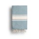 COOL-FOUTA CLASSIC Faded Denim Blue Turquoise plain weaving with raw stripes - Fouta Hammam Towel 2x1m.