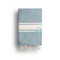 COOL-FOUTA CLASSIC Faded Denim Blue plain weaving with raw stripes - Fouta Hammam Towel 2x1m.