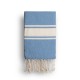 COOL-FOUTA CLASSIC Heritage Blue Turquoise plain weaving with raw stripes - Fouta Hammam Towel 2x1m.