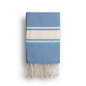 COOL-FOUTA CLASSIC Heritage Blue plain weaving with raw stripes - Fouta Hammam Towel 2x1m.