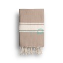 COOL-FOUTA CLASSIC Warm Taupe plain weaving with raw stripes - Fouta Hammam Towel 2x1m.