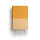 COOL-FOUTA Amarillo Azafrán con rayas color algodón crudo - Toalla de Hammam Fouta en tejido Panal de abeja 2x1m.