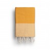 COOL-FOUTA Saffron Yellow solid color with Raw cotton stripes - Honeycomb Hammam Towel Fouta 2x1m.