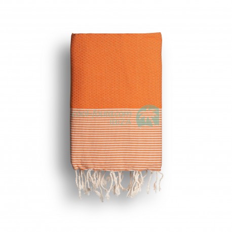 COOL-FOUTA Panal de abeja color liso Gris oscuro Monumento con rayas Algodón Crudo - Toalla de Hammam Fouta 2x1m.