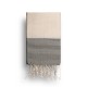 COOL-FOUTA Natural Raw Cotton Honeycomb solid color with stripes - Hammam Towel Fouta 2x1m.