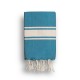 COOL-FOUTA CLASSIC Mosaic Blue plain weaving with raw stripes - Fouta Hammam Towel 2x1m.