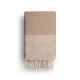 COOL-FOUTA Cuban Sand Beige solid color with Raw cotton stripes - Honeycomb Hammam Towel Fouta 2x1m.