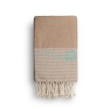 COOL-FOUTA Cuban Sand Beige solid color with Silver Lurex stripes - Honeycomb Hammam Towel Fouta 2x1m.