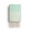 COOL-FOUTA Mint solid color with Raw cotton stripes - Honeycomb Hammam Towel Fouta 2x1m.