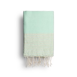 COOL-FOUTA Mint solid color with Golden Lurex stripes - Honeycomb Hammam Towel Fouta 2x1m.