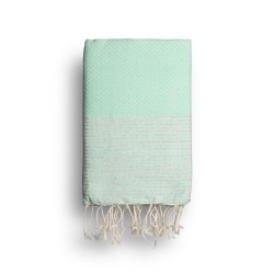 COOL-FOUTA Mint solid color with Silver Lurex stripes - Honeycomb Hammam Towel Fouta 2x1m.