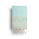 COOL-FOUTA Tiffany's Blue solid color with Golden Lurex stripes - Honeycomb Hammam Towel Fouta 2x1m.