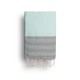 COOL-FOUTA Azul Aqua con rayas color gris negro - Toalla de Hammam Fouta en tejido Panal de abeja 2x1m.