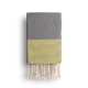 COOL-FOUTA Ultimate Gray solid color with Illuminating Yellow stripes - Honeycomb Hammam Towel Fouta 2x1m.