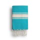 COOL-FOUTA CLASSIC Verde Turquesa Tejido liso con bandas crudo clásicas - Toalla de Hammam Fouta  2x1m.
